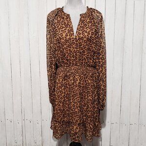 Old Navy XL Tall Mini Dress Animal Ruffle Safari Boho Whimsigoth Glam Grunge